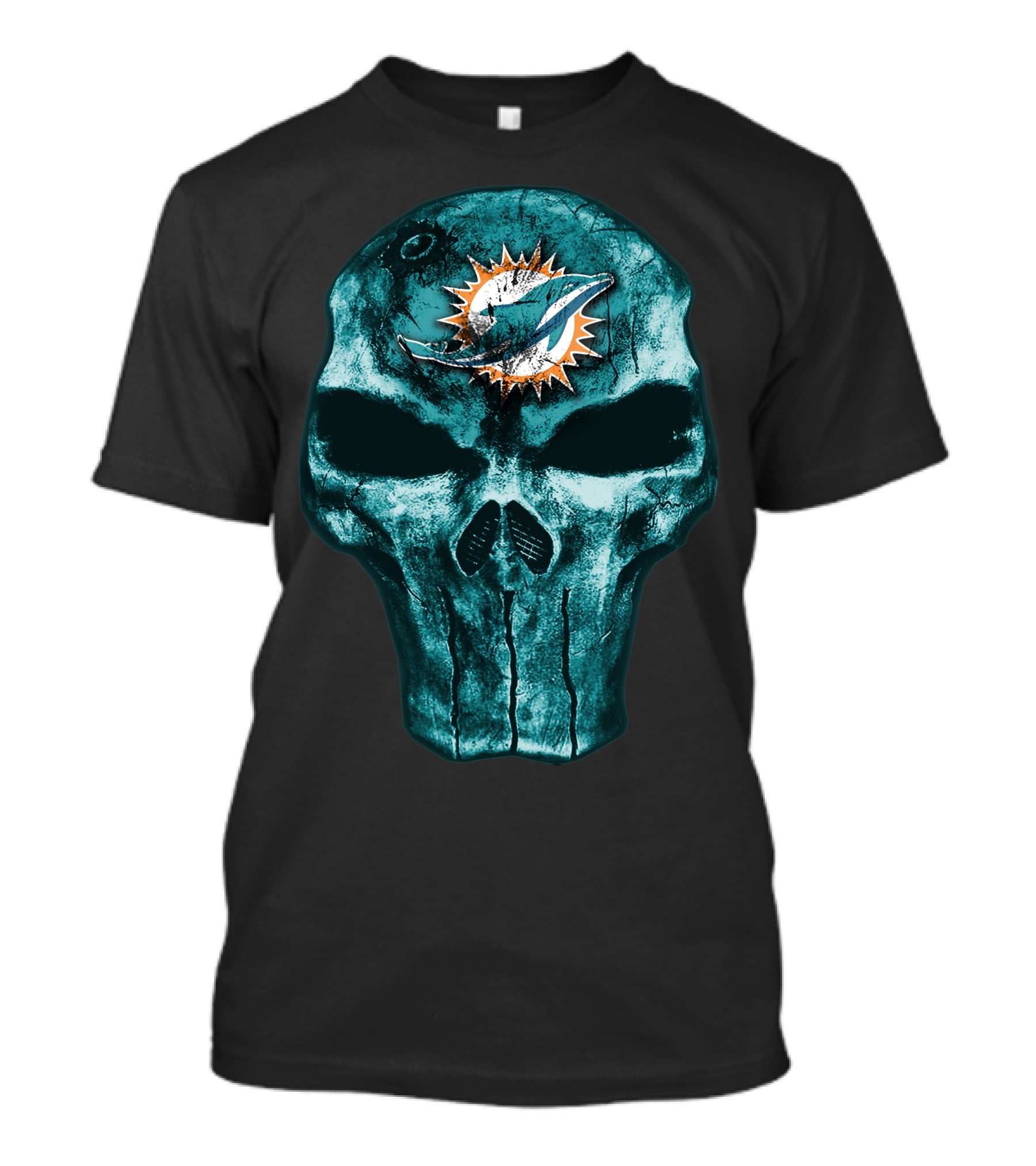 Skull Miami Dolphins Logo Fusion T-Shirt