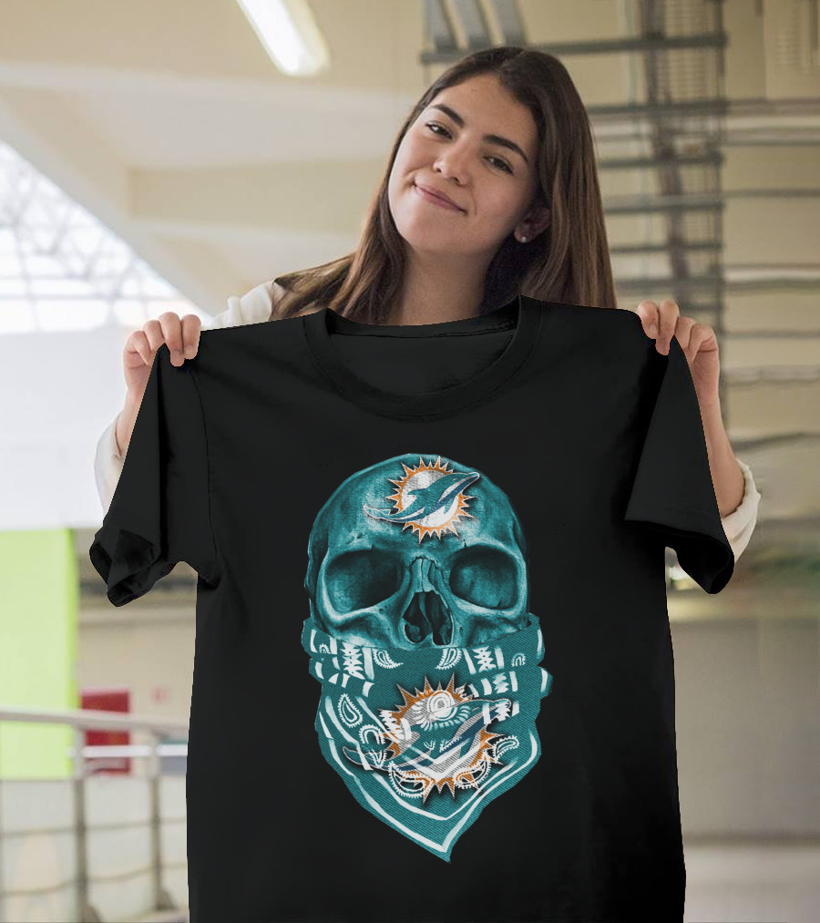 Miami Dolphins Skull Bandana T-Shirt