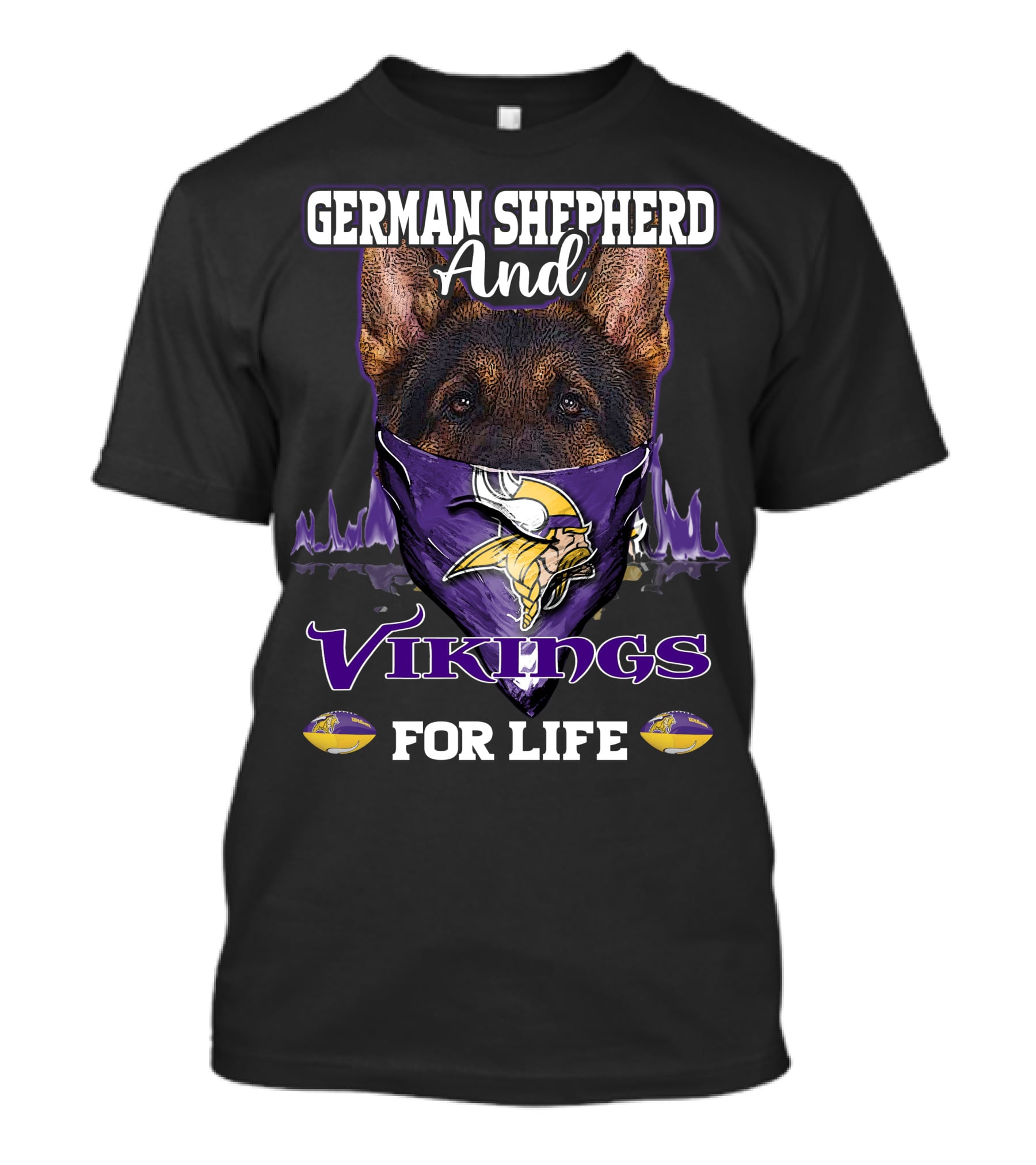 German Shepherd And Vikings For Life T-Shirt