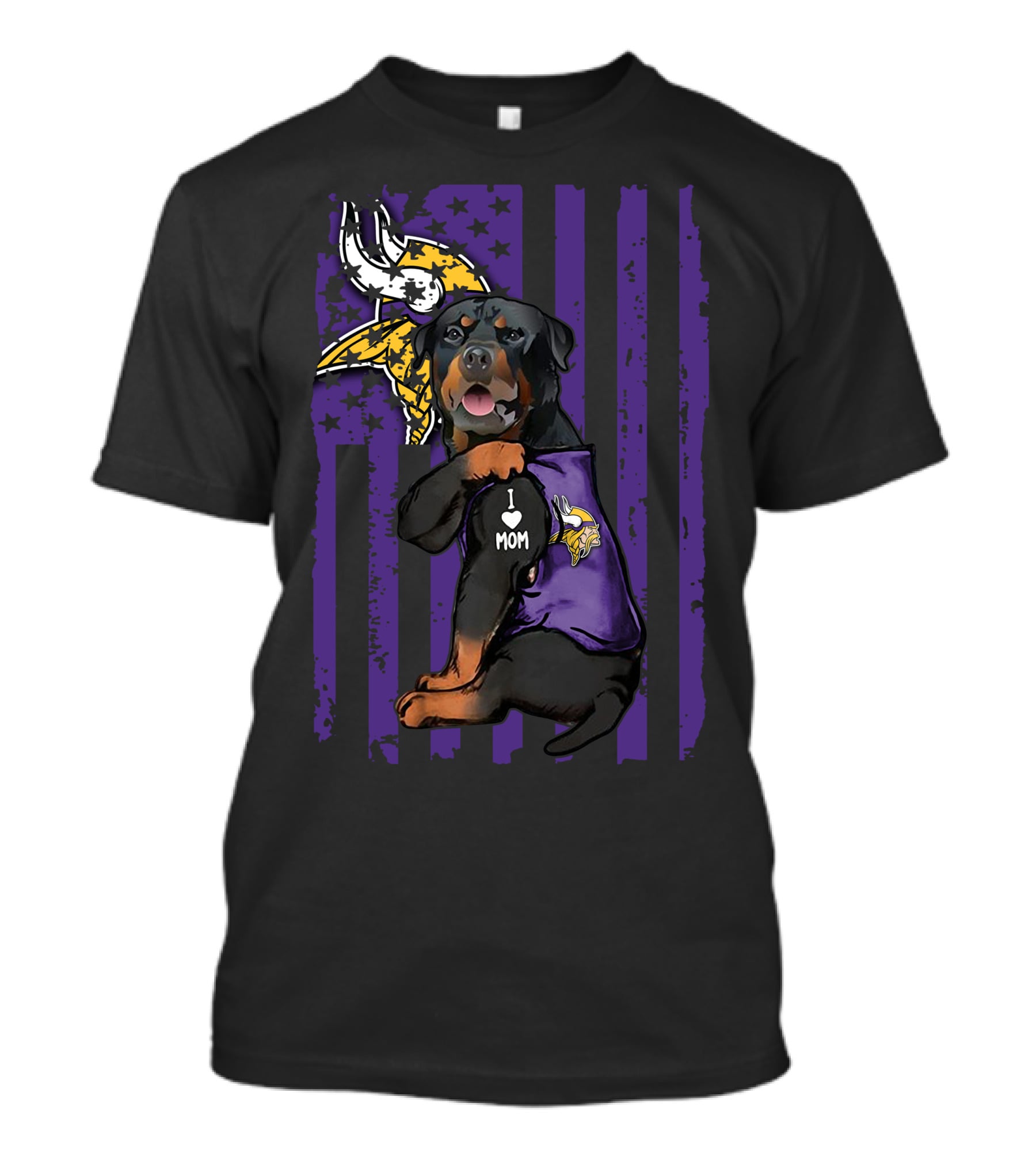 Rottweiler I Love Mom Minnesota Vikings Vikings Logo Flag T-Shirt
