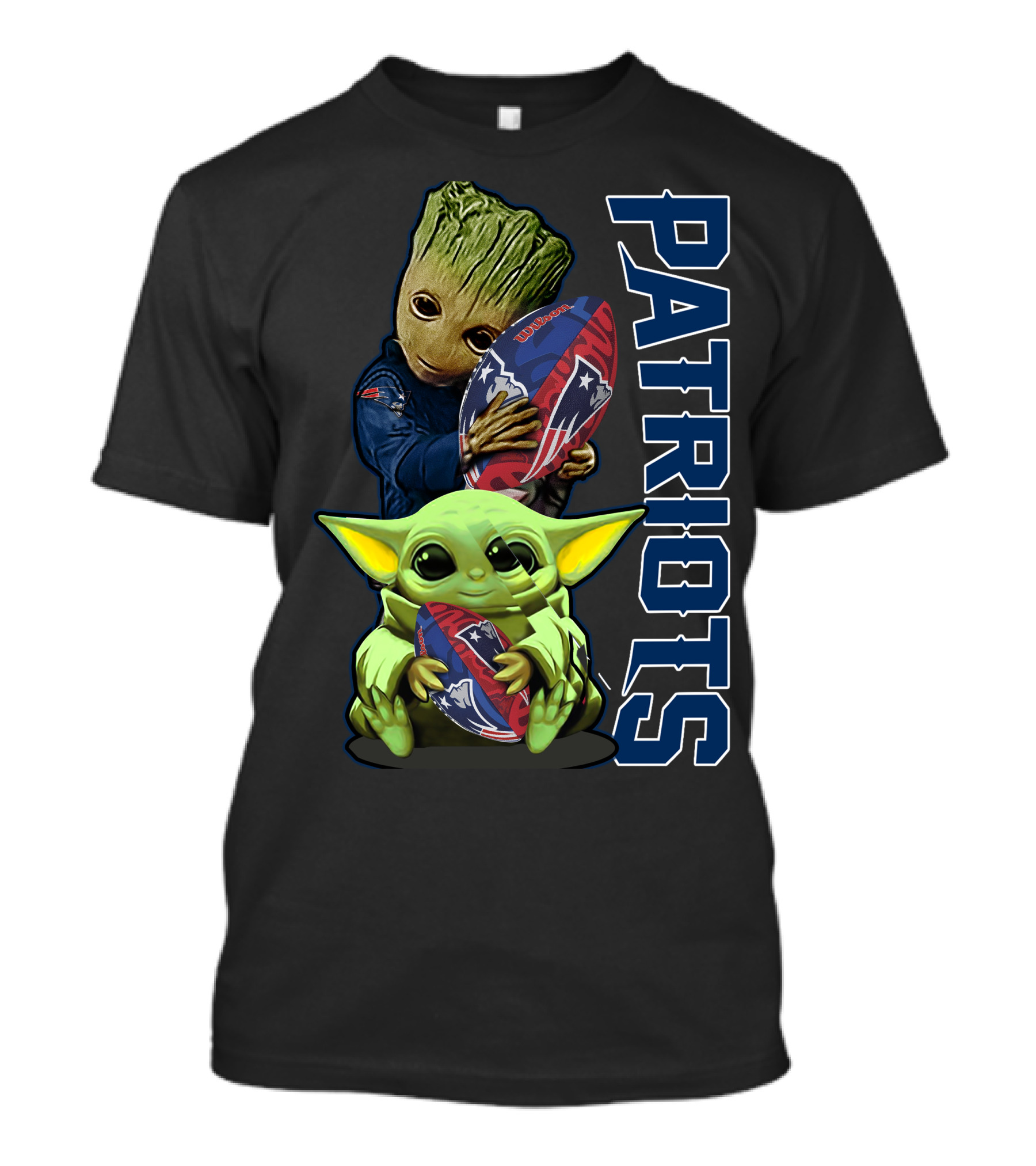 Grzd New England Patriots Baby Yoda And Groot Football Combo T-Shirt