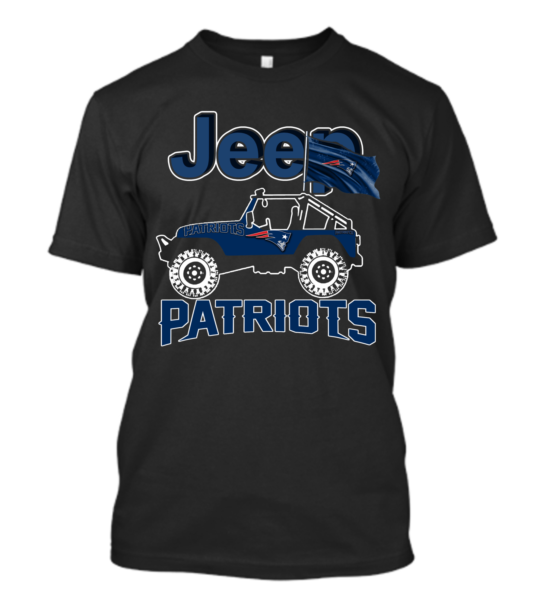 Jeep New England Patriots Patriots Football Jeep Flag Rugged Adventure T-Shirt