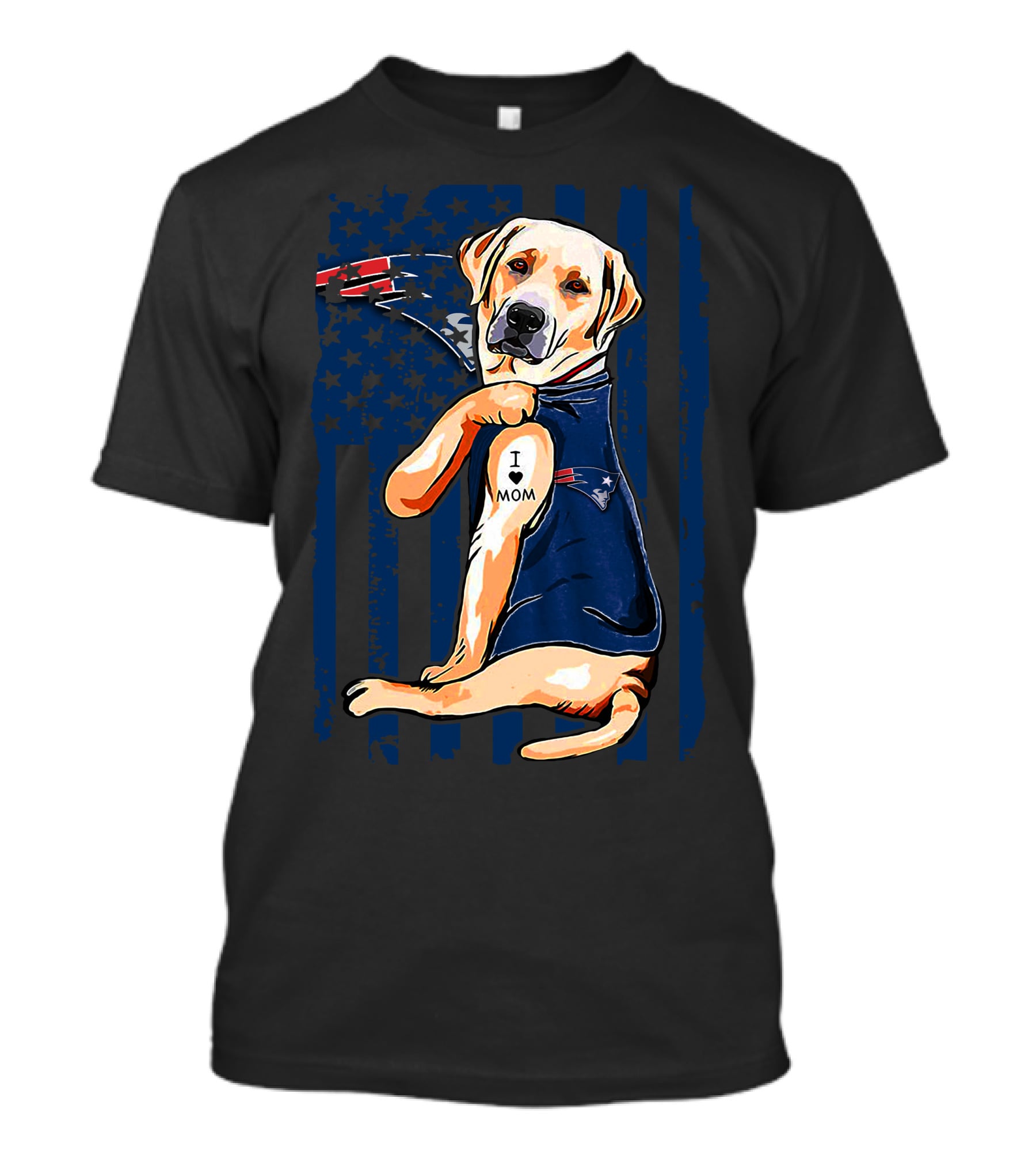 Labrador Retriever I Love Mom New England Patriots T-Shirt