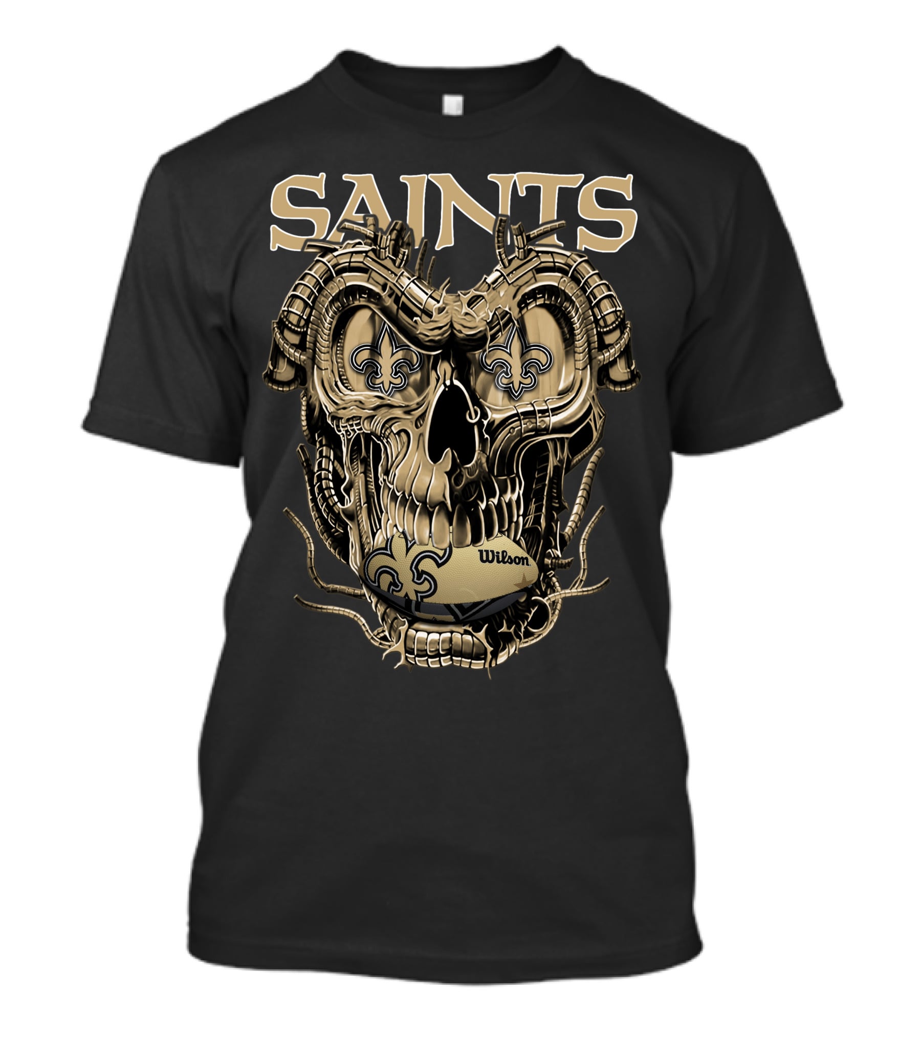 Saints Dragonskull Helmet Fleur-de-Lis Wilson Football T-Shirt