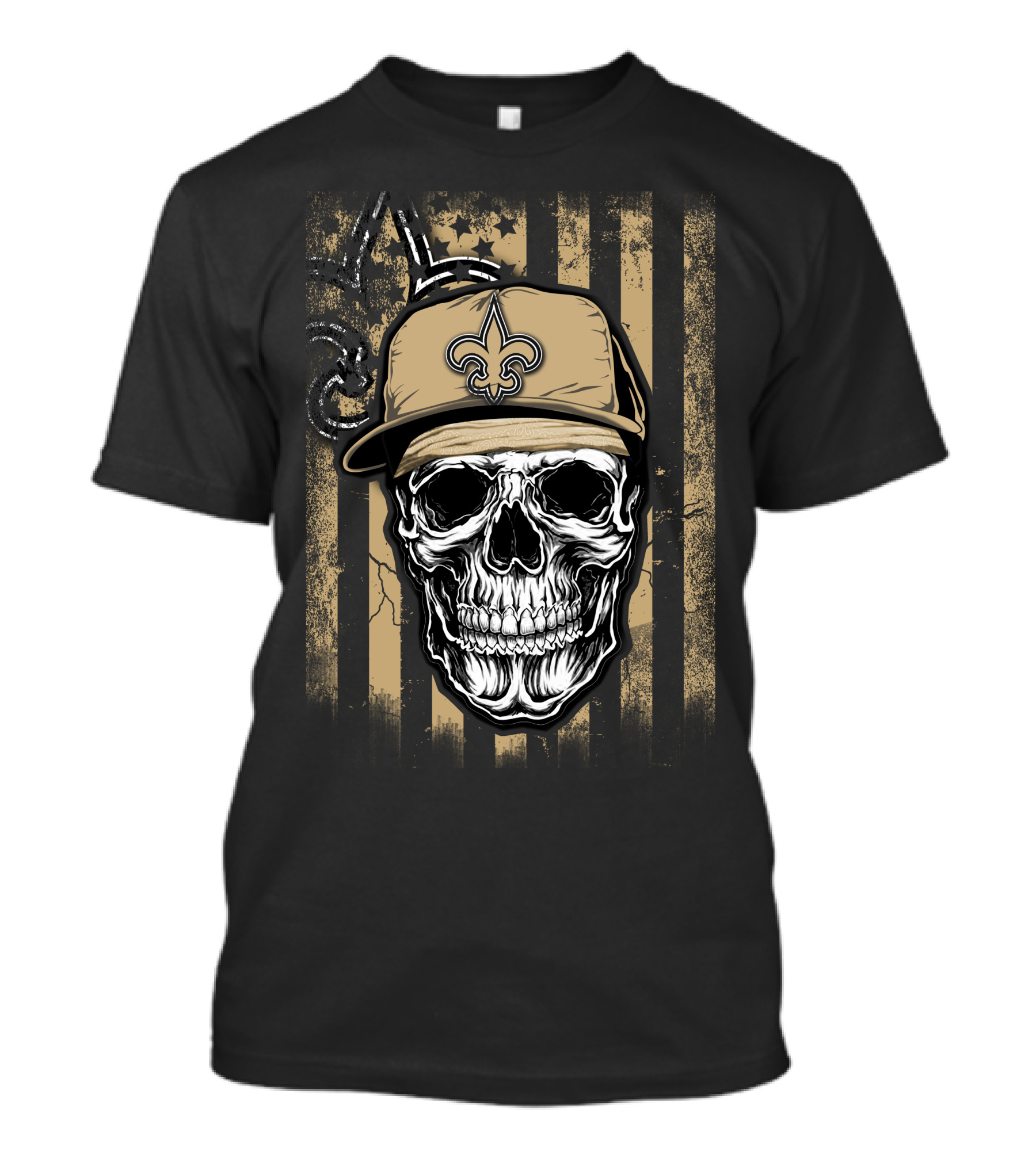 New Orleans Saints Skull With Fleur-de-lis Hat T-Shirt