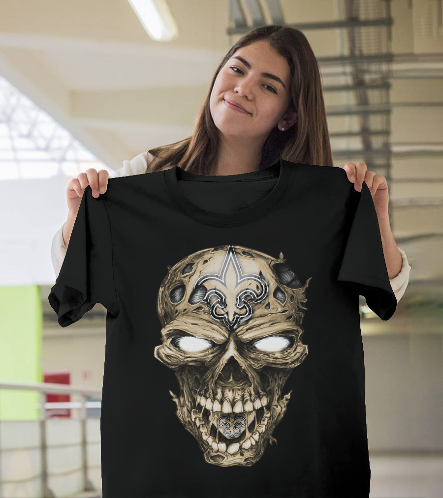 Skull V2 New Orleans Saints Fleur-de-Lis Zombie Head T-Shirt