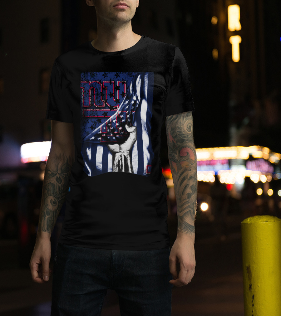 NY Giants American Flag Hand T-Shirt