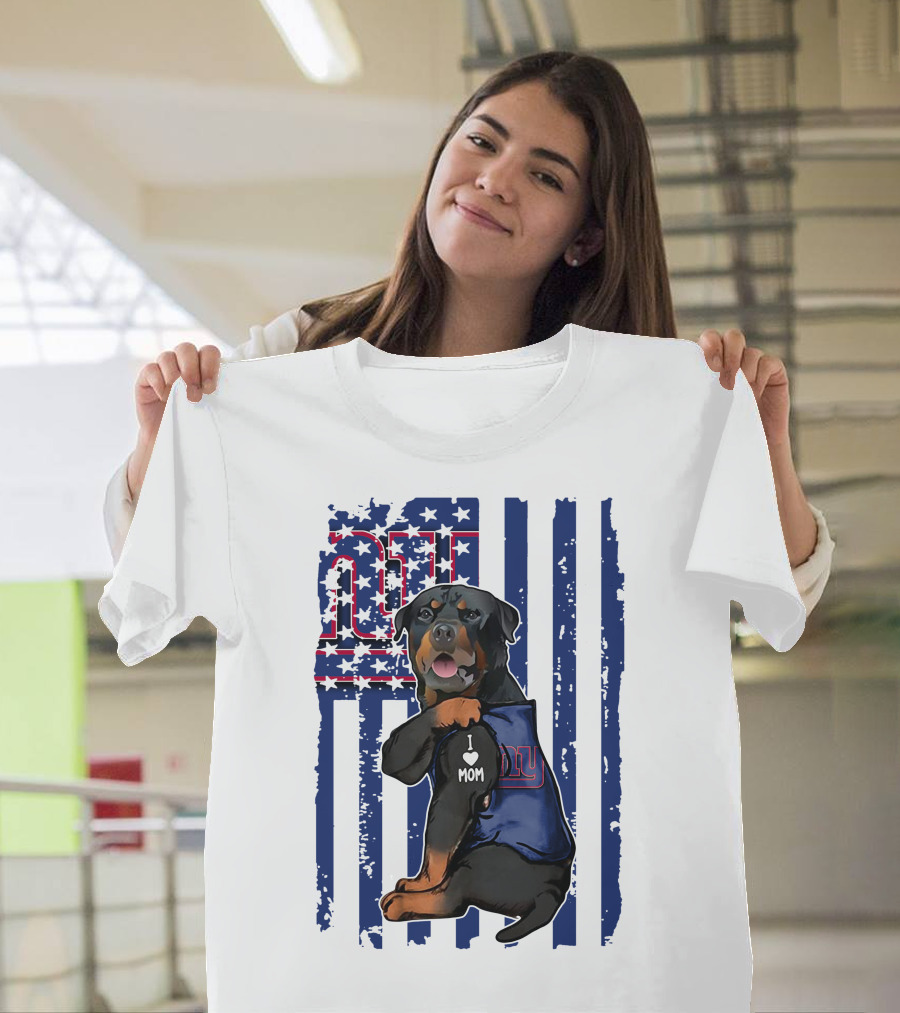 Rottweiler I Love Mom New York Giants Fan T-Shirt