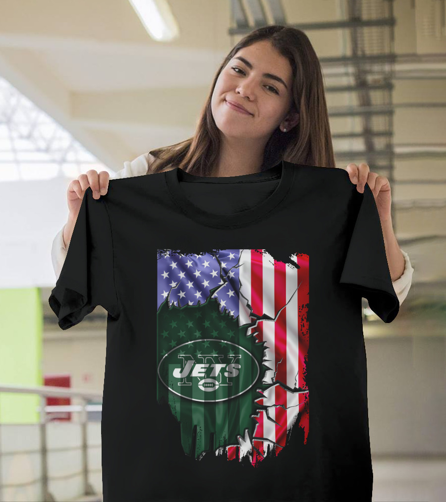 New York Jets American Flag Rip T-Shirt
