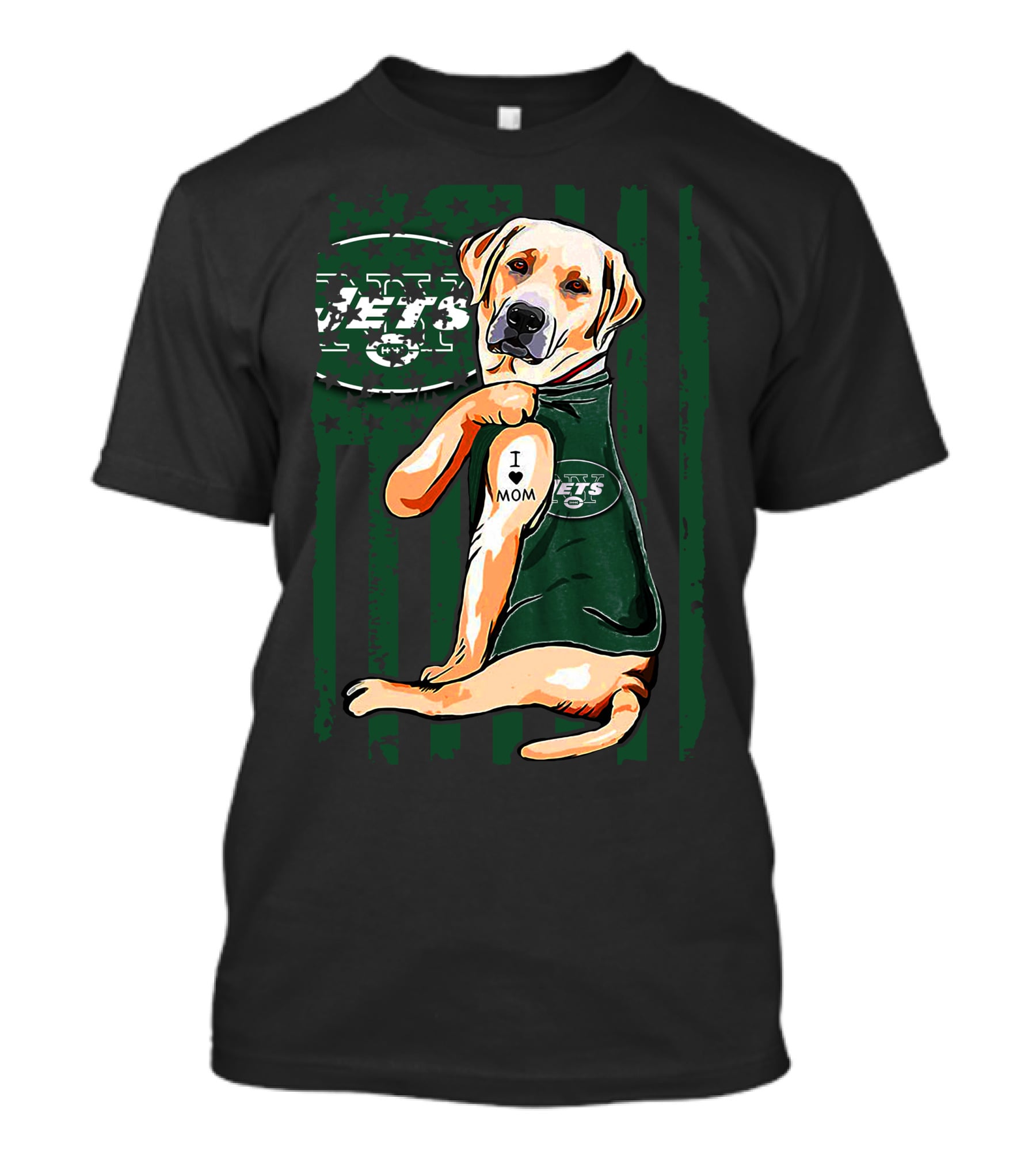 Labrador Retriever New York Jets I Love Mom T-Shirt