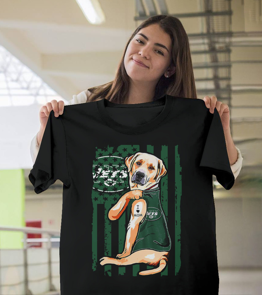 Labrador Retriever New York Jets I Love Mom T-Shirt