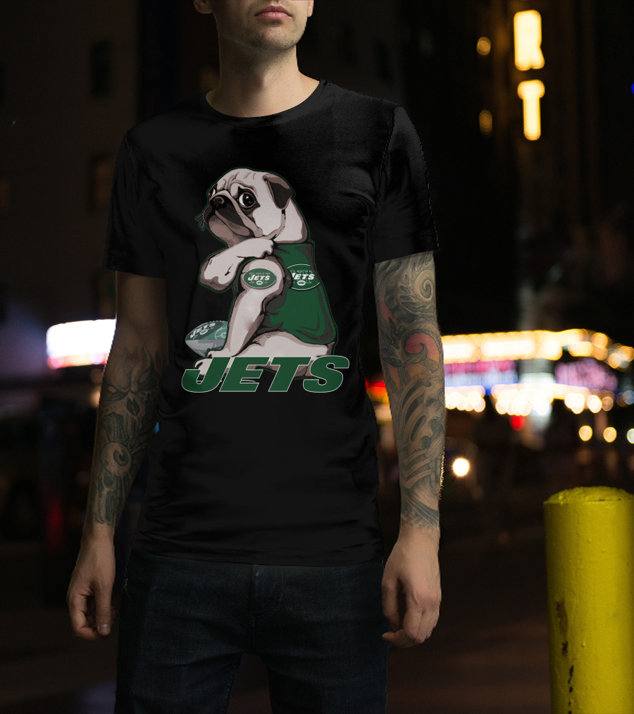 Pug Jets New York Football Fan T-Shirt
