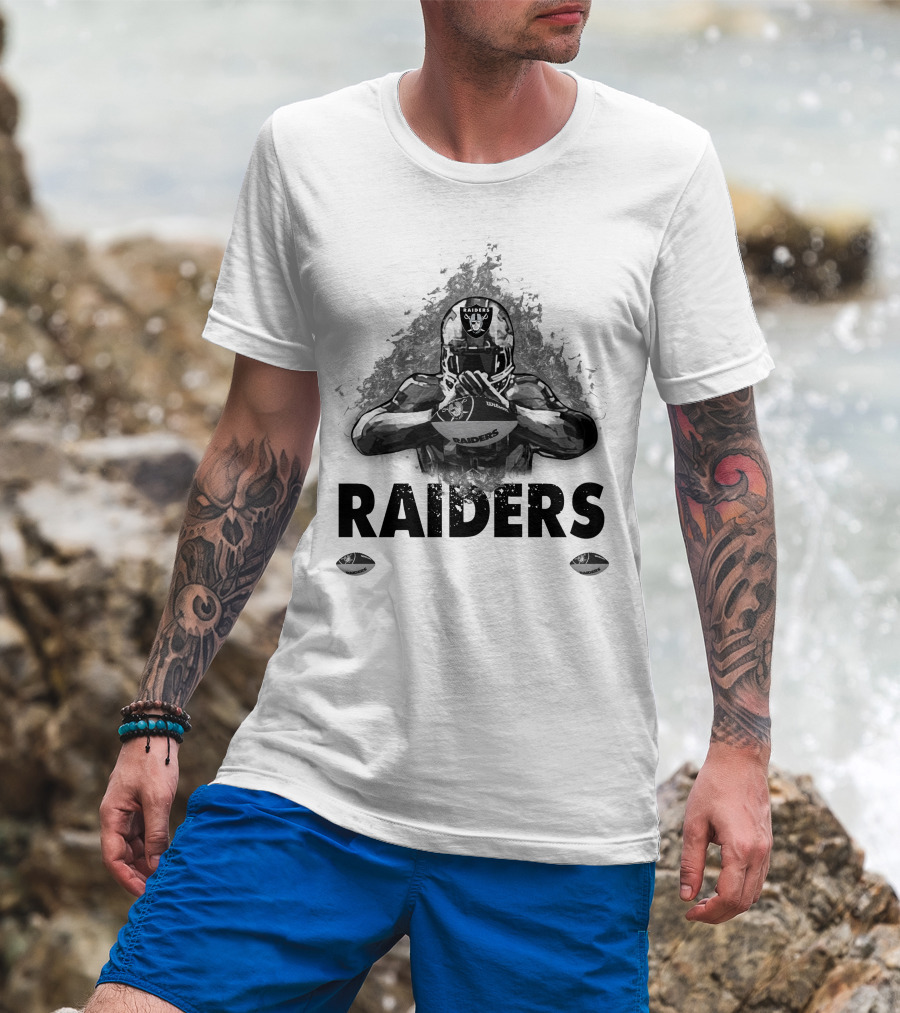 Raiders For Life Football Player Emblem T-Shirt