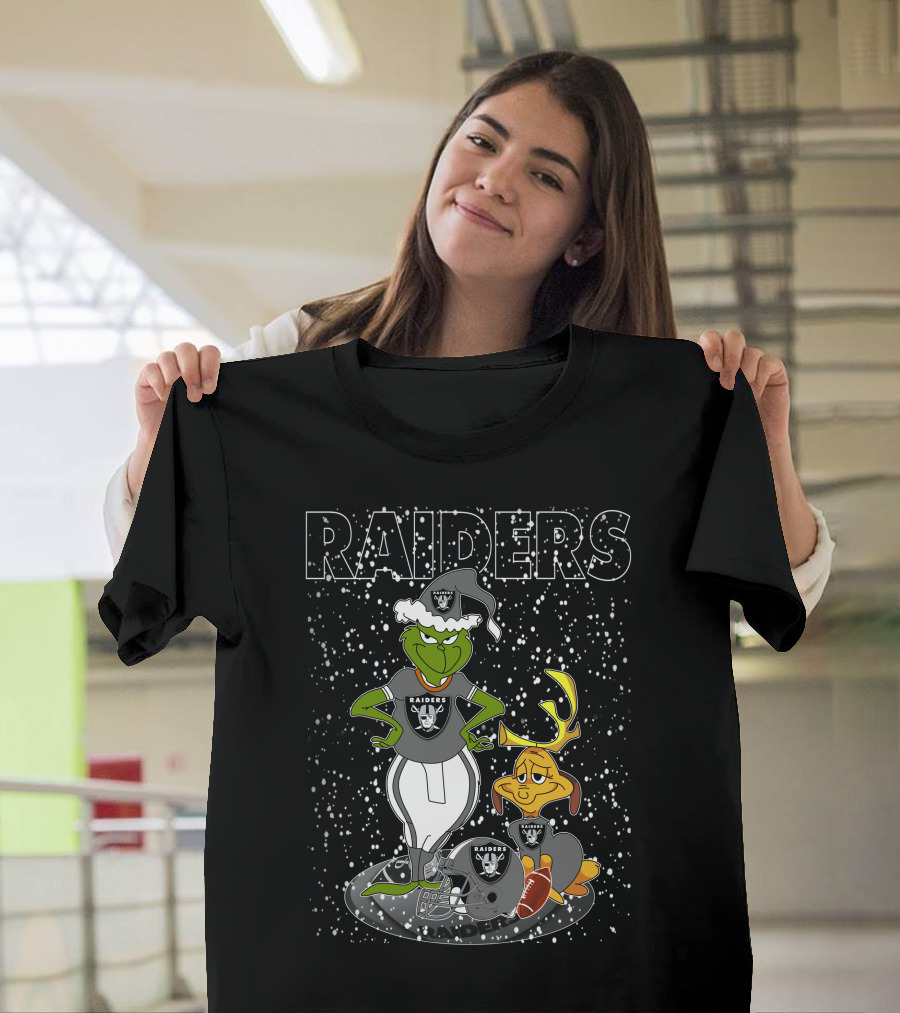 Grinchxmas Raiders Christmas Grinch With Raiders Logo Snowflakes T-Shirt
