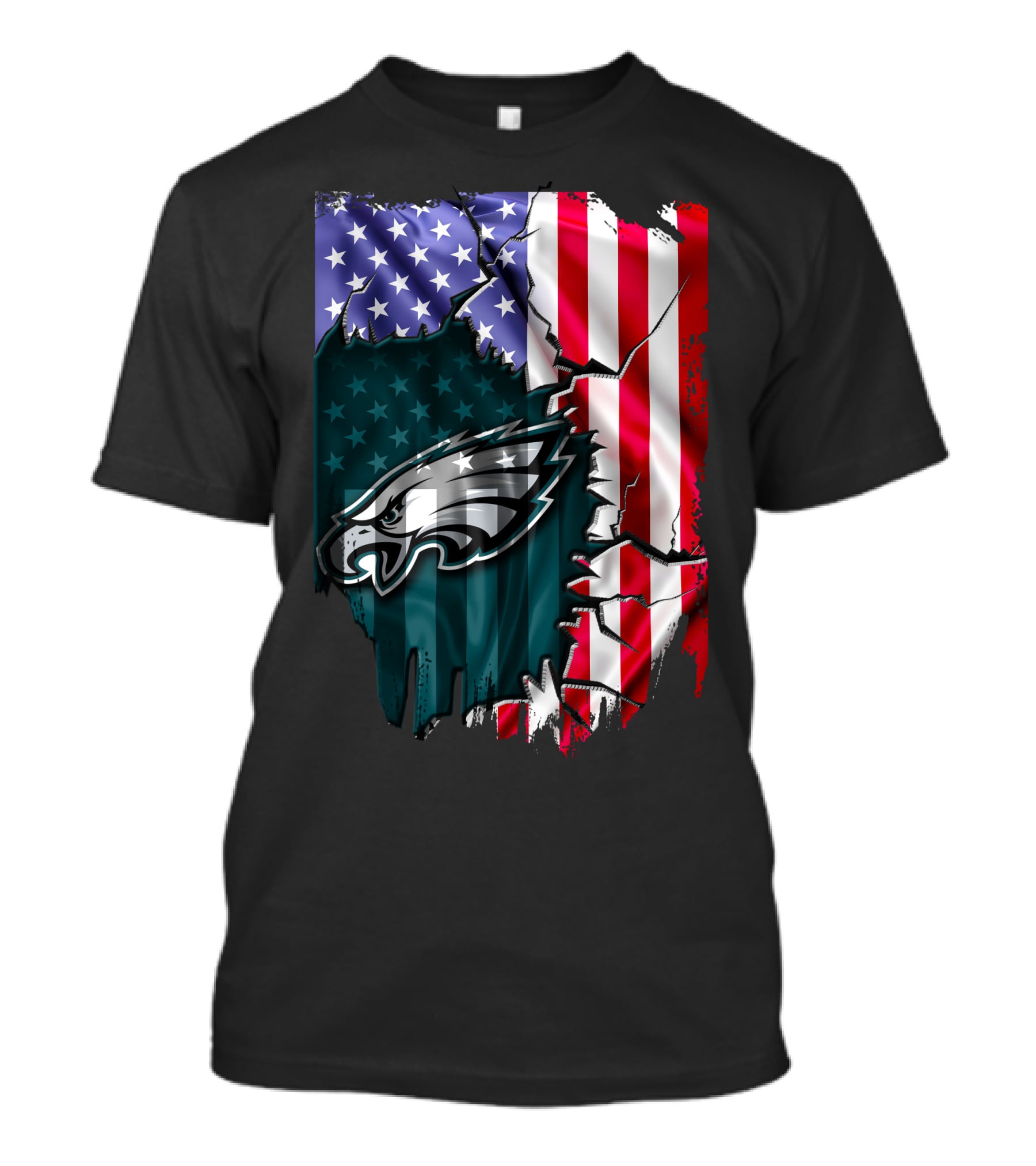 Philadelphia Eagles American Flag Ripped T-Shirt