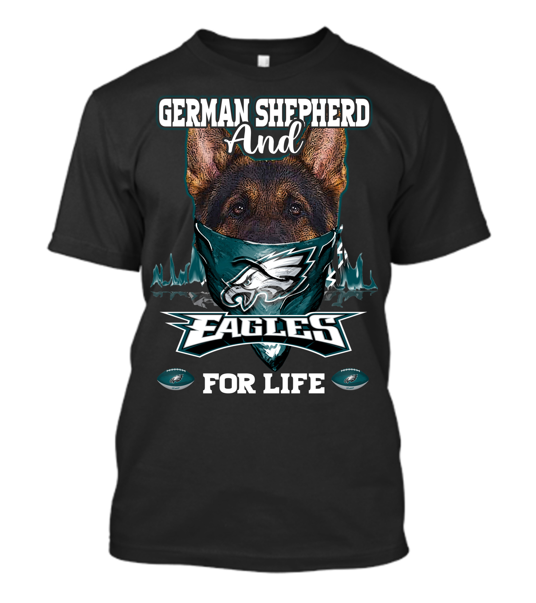 German Shepherd And Eagles For Life Philadelphia T-Shirt