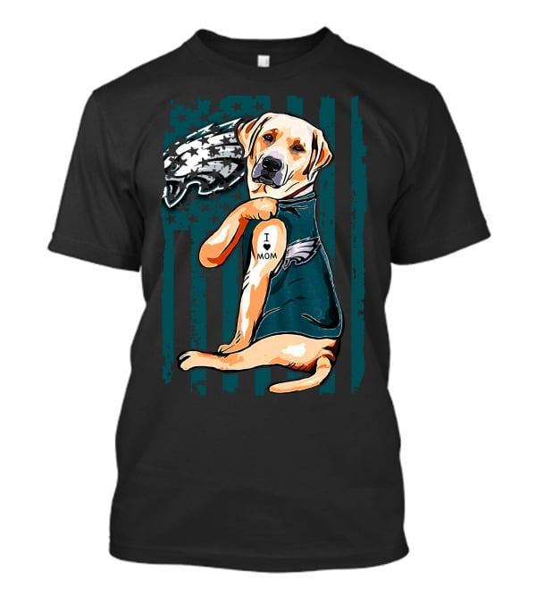 Philadelphia Eagles Labrador Retriever I Love Mom Tattoo T-Shirt