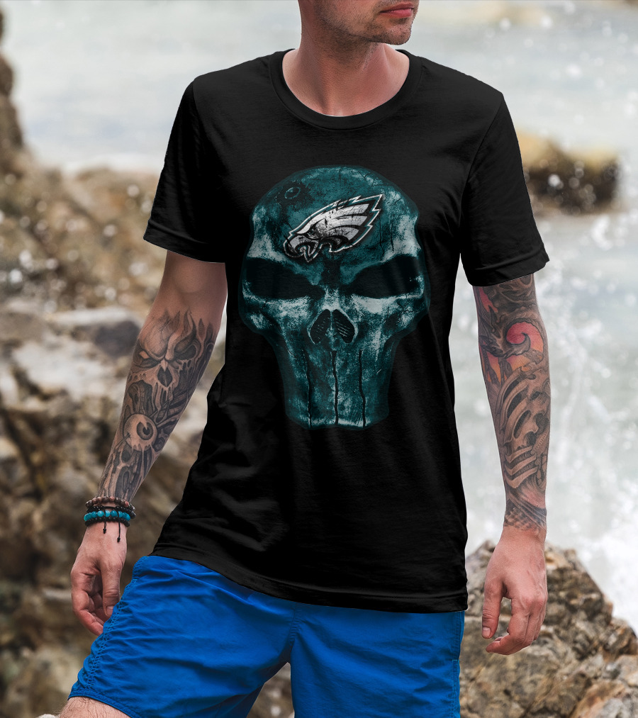 Skull V4 Philadelphia Eagles Emblem T-Shirt