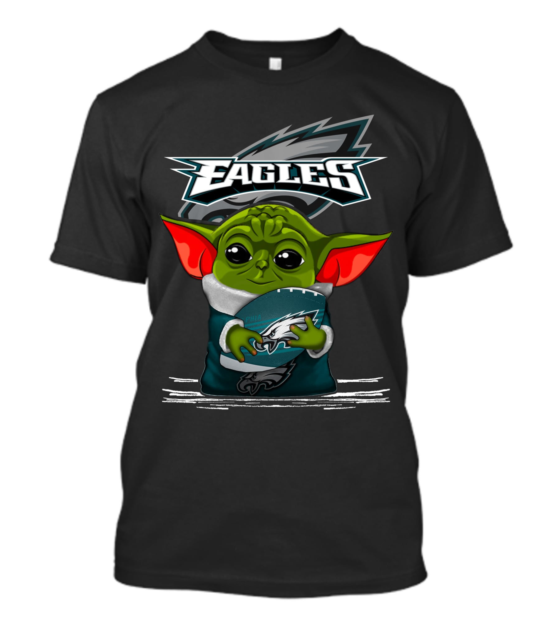 Yoda V3 Philadelphia Eagles Fan Mascot Holding Football T-Shirt