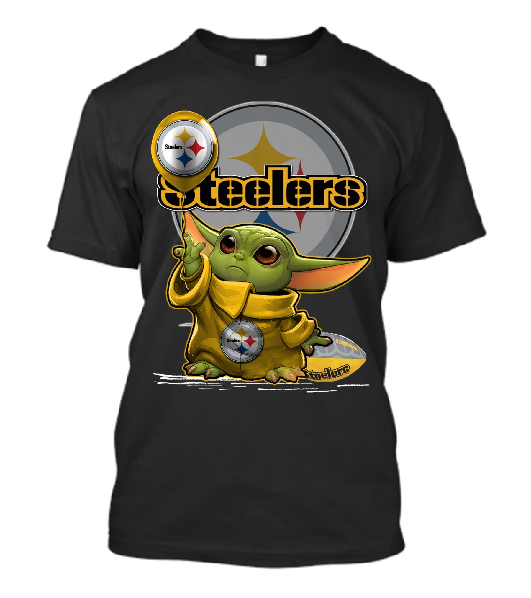 Steelers Baby Yoda Balancing Pittsburgh Football Sphere T-Shirt
