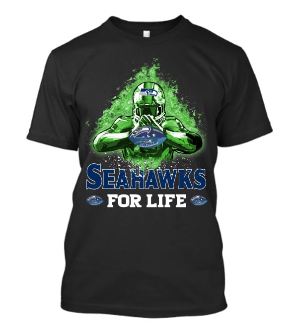 Seahawks For Life Seattle Football Fan Art Green Splash T-Shirt