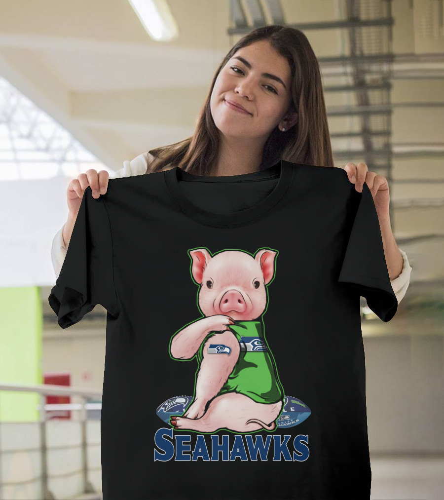 Pig Wearing Seattle Seahawks Jersey with Team T-Shirt