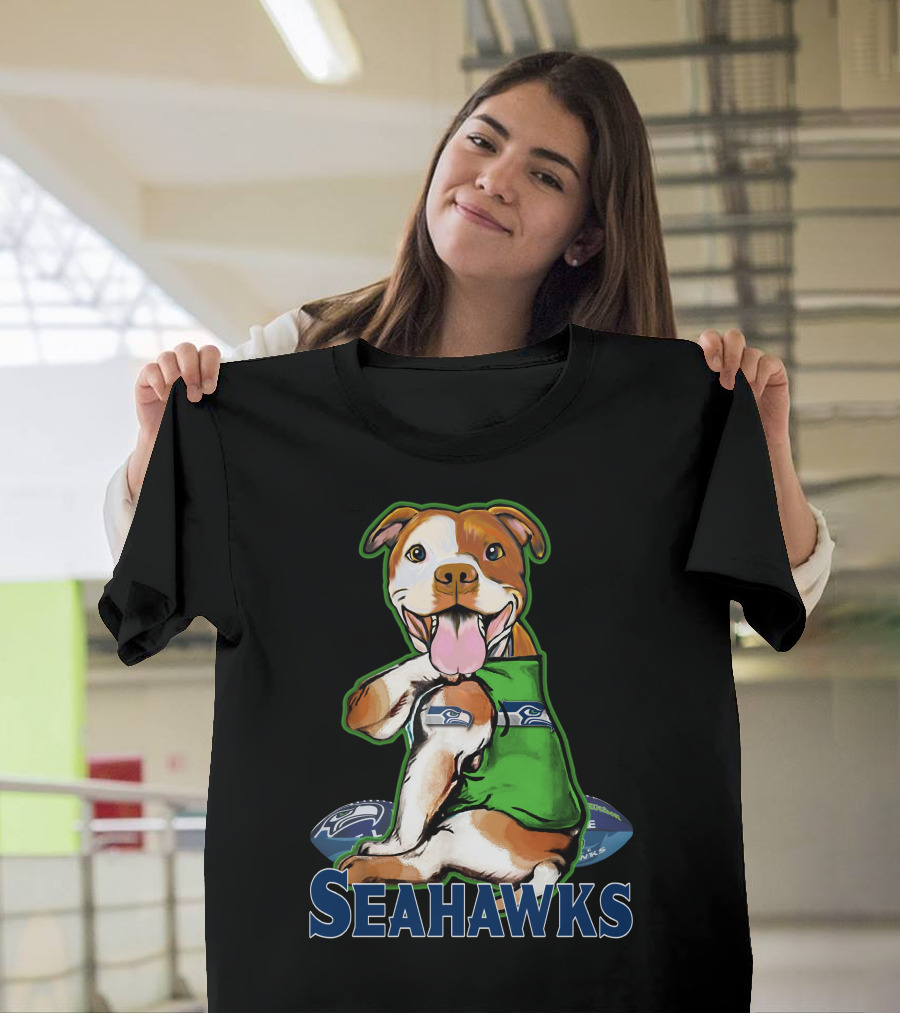 Pittbull Seattle Seahawks Fan Dog T-Shirt