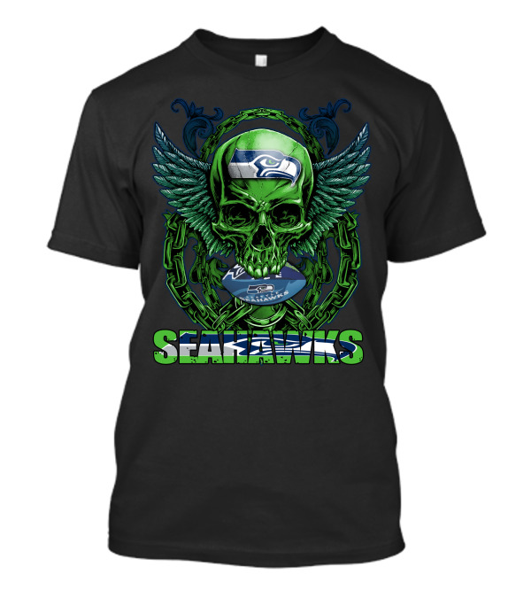 Seattle Seahawks Skull With Winged T-Shirt