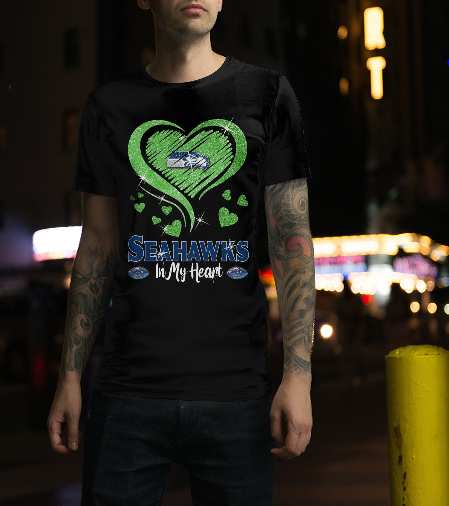 Seahawks In My Heart Sparkling Glitter Design With Team T-Shirt