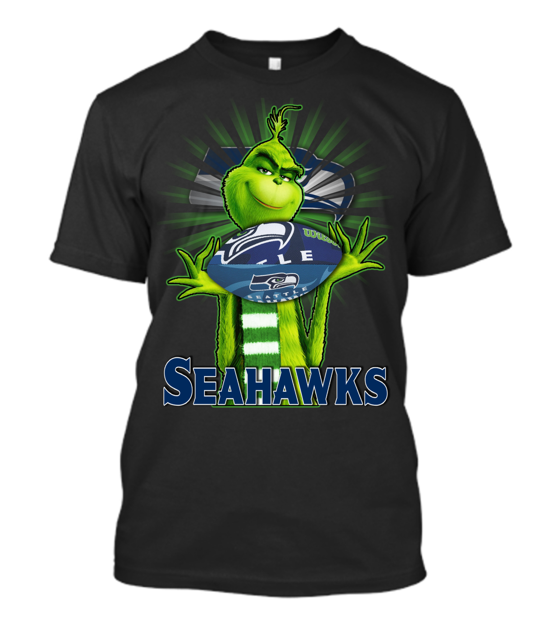 Grinch Holding Seattle Seahawks Football T-Shirt
