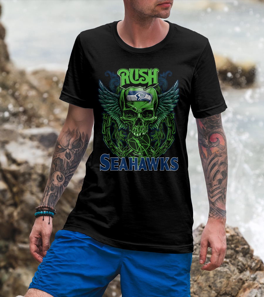 Rush Seattle Seahawks Skull Wing T-Shirt