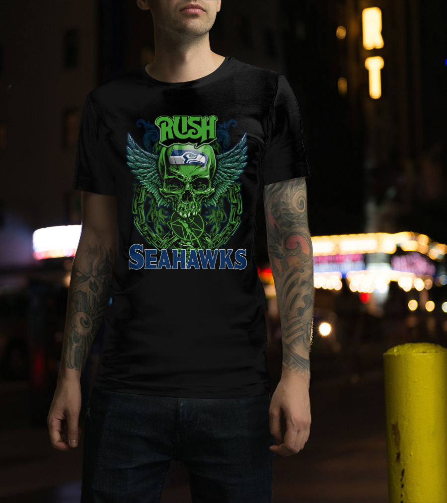 Rush Seattle Seahawks Skull Wing T-Shirt