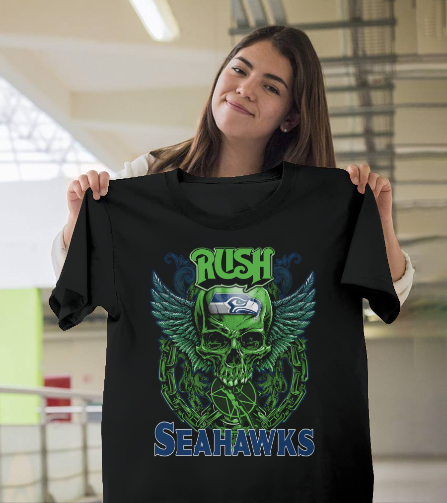 Rush Seattle Seahawks Skull Wing T-Shirt