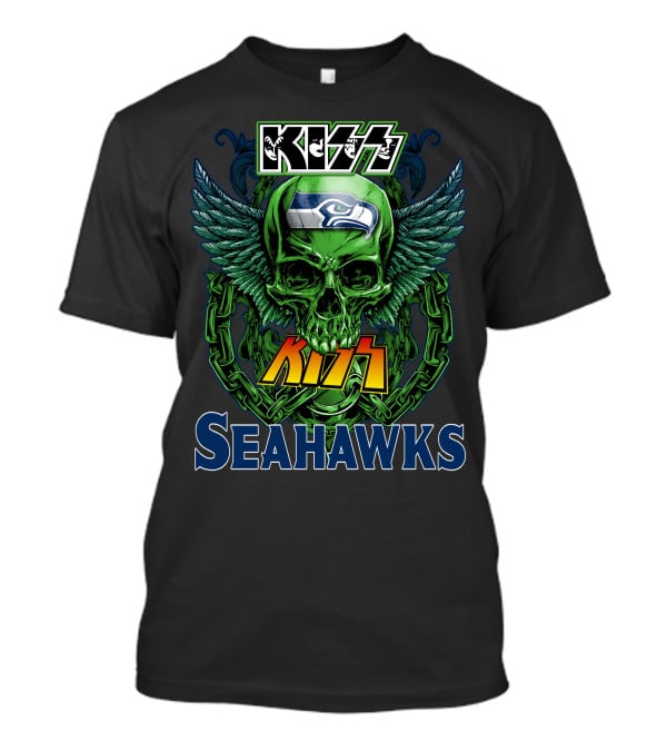 Kiss Seahawks Skull Logo Seattle Seahawks T-Shirt