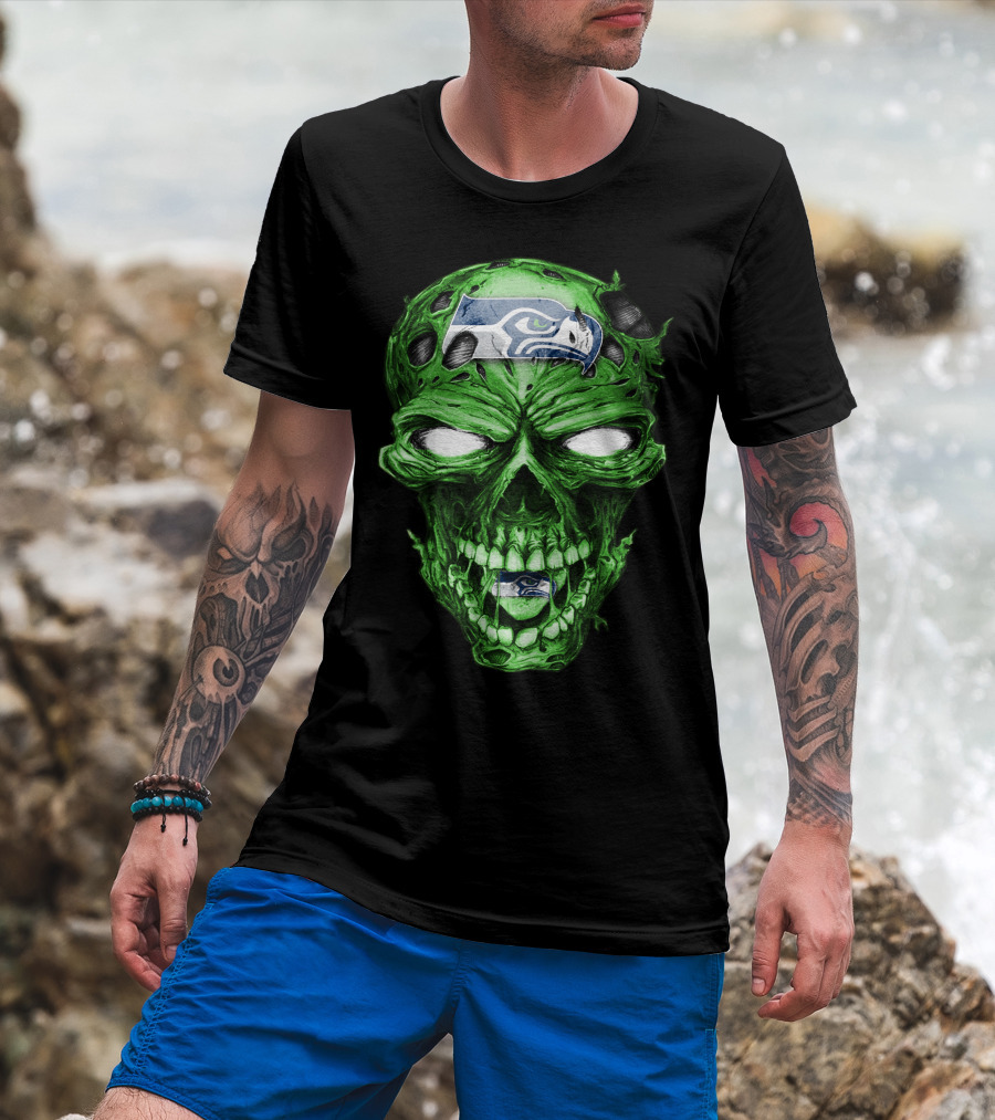 Skull V2 Seattle Seahawks Green Zombie T-Shirt