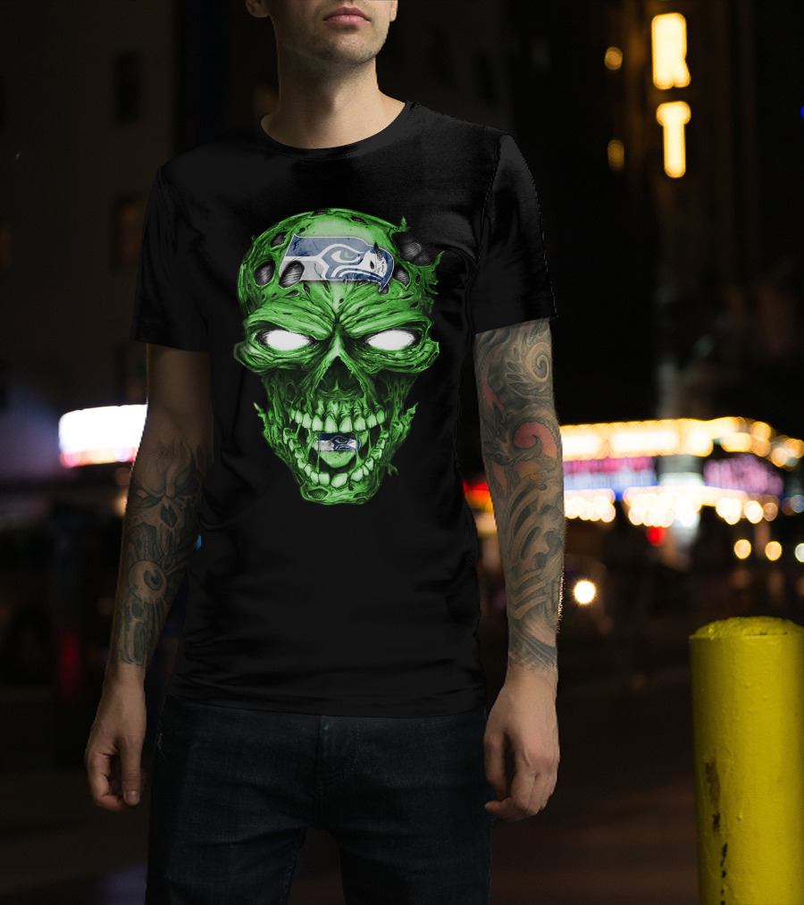 Skull V2 Seattle Seahawks Green Zombie T-Shirt