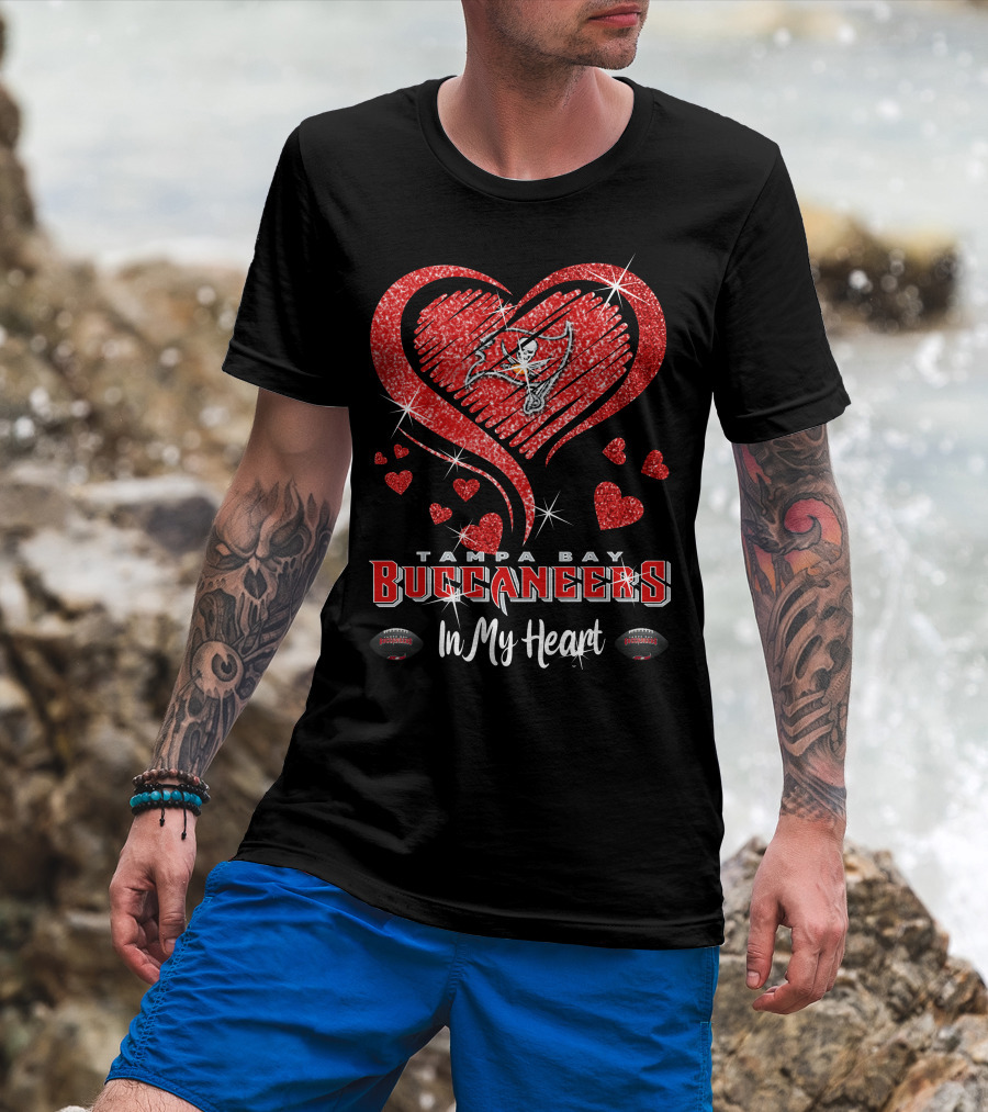 Tampa Bay Buccaneers In My Heart Sparkling Love Football T-Shirt
