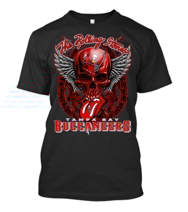 The Rolling Stones Tampa Bay Buccaneers Skull With Wings And Tongue T-Shirt