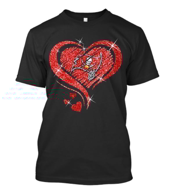Heart Diamond Tampa Bay Buccaneers Glitter Logo Sparkle T-Shirt