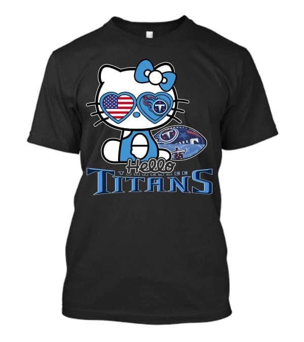 Hello Kitty Tennessee Titans Football American Flag T-Shirt