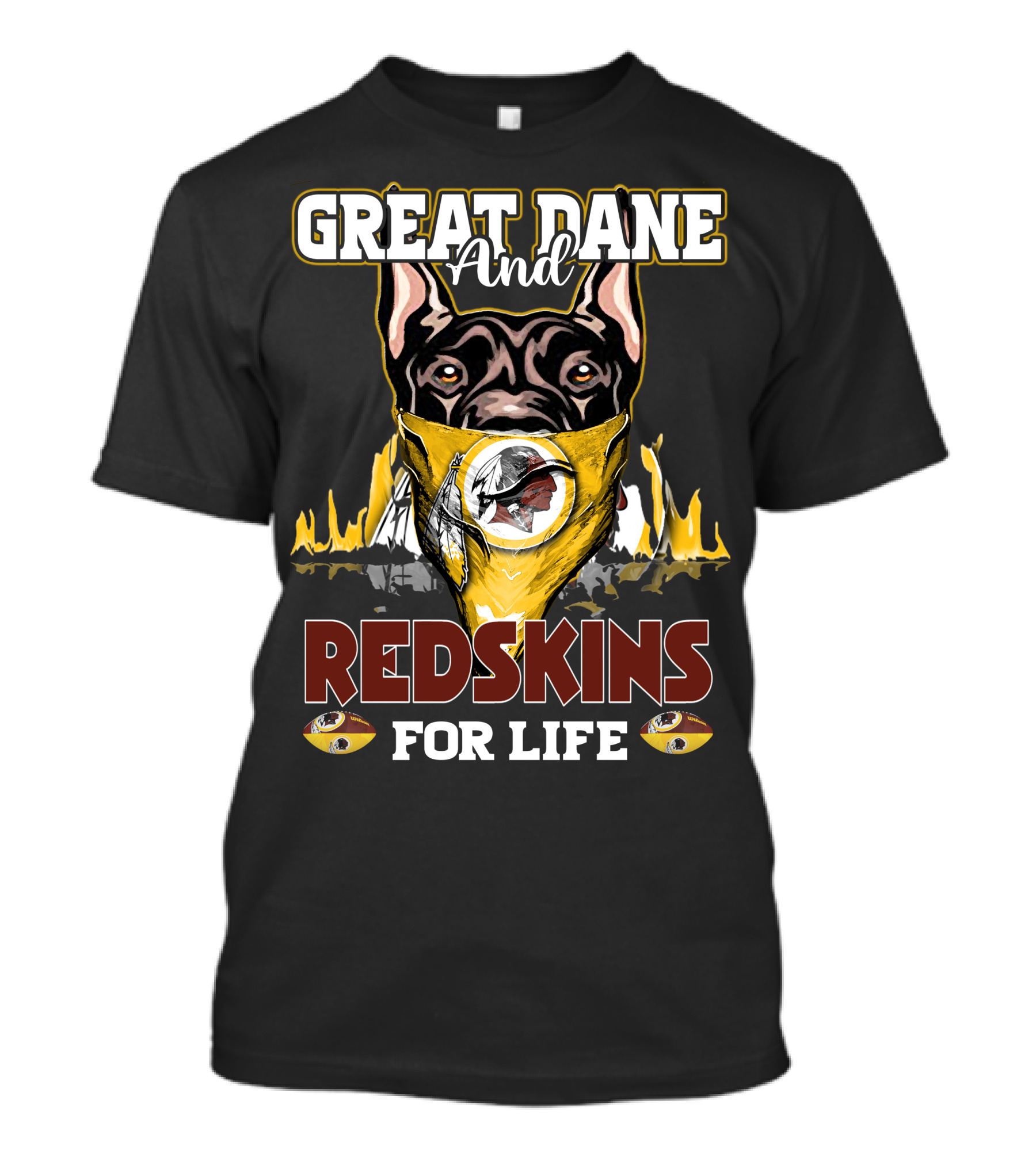 Great Dane And Redskins For Life T-Shirt