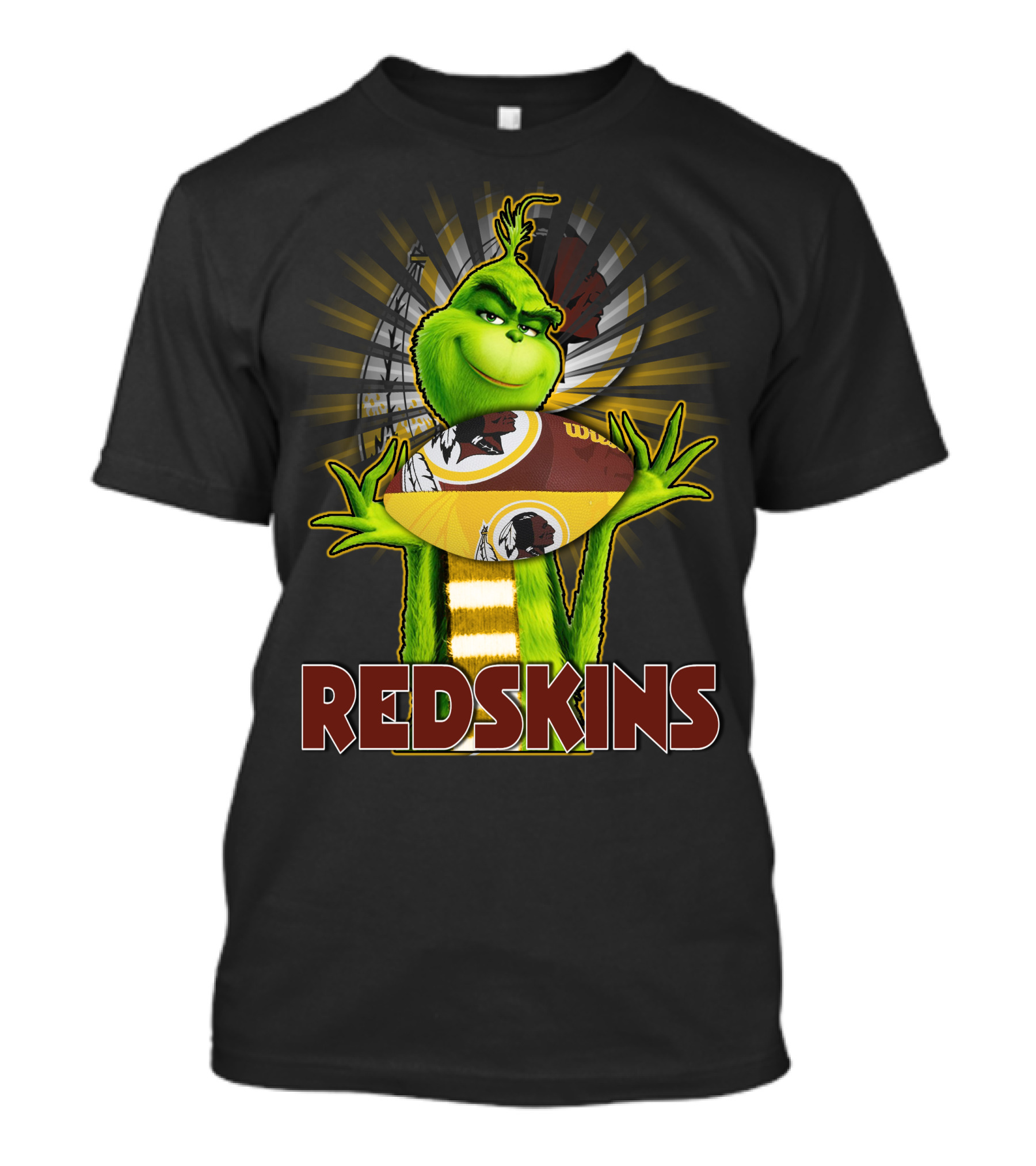 Grinch Holding Washington Redskins Football T-Shirt