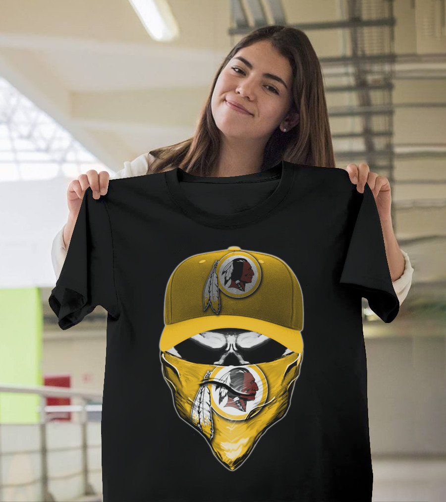 Skull V6 Washington Redskins Logo Bandana And Cap T-Shirt