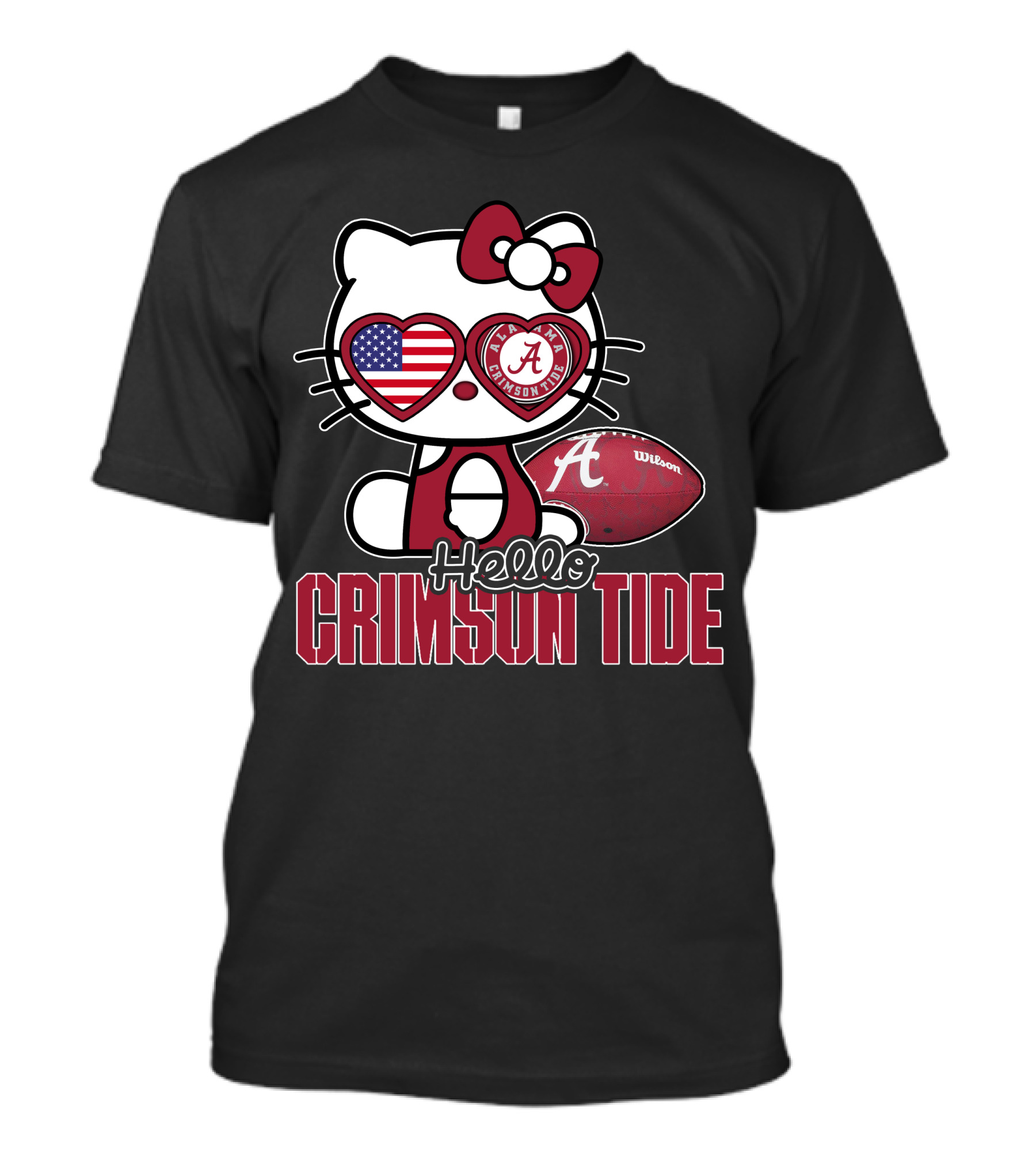 Hello Kitty Alabama Crimson Tide Football Usa Flag T-Shirt