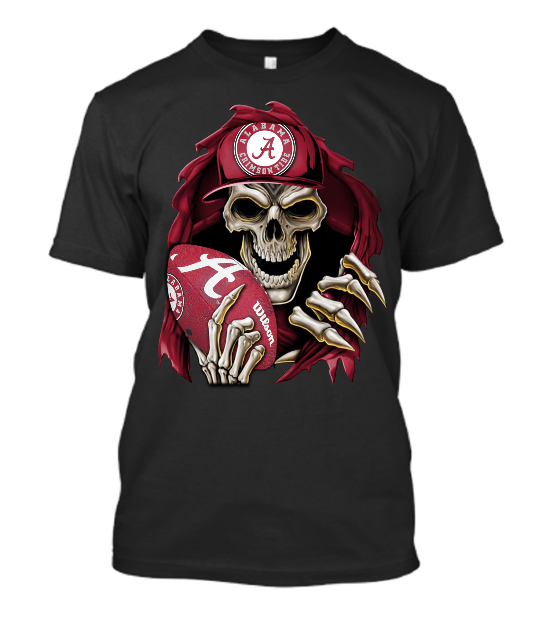 Skullbong Alabama Crimson Tide Skeleton Football Wilson T-Shirt