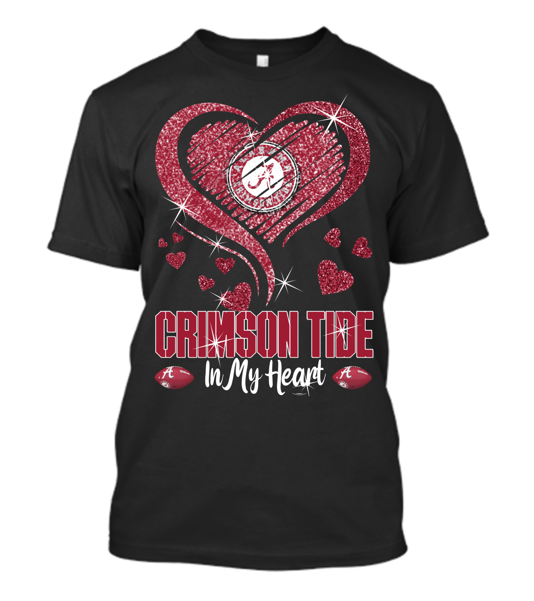 Crimson Tide In My Heart Alabama Football Fan Love T-Shirt