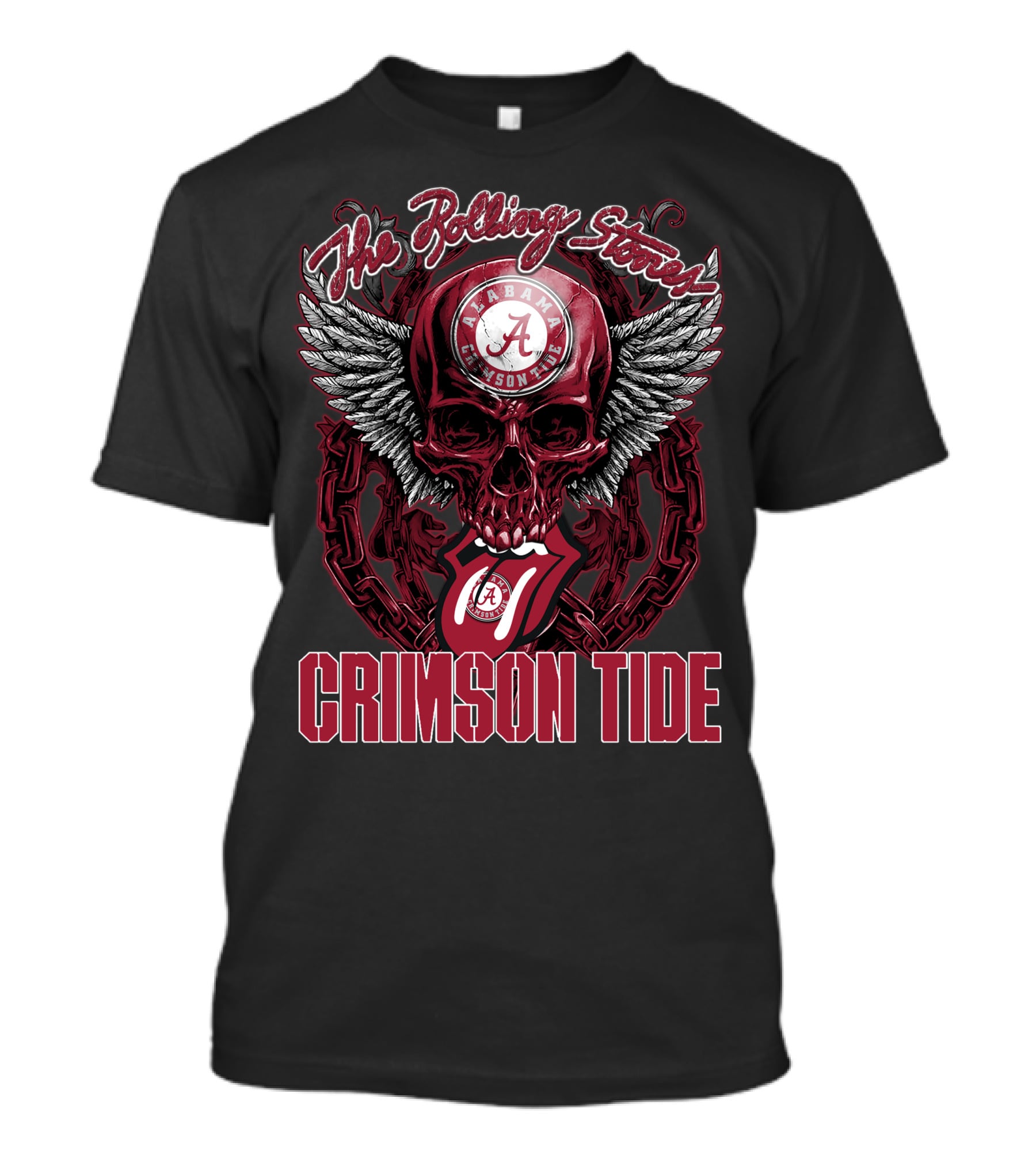 The Rolling Stones Alabama Crimson Tide Skull With Wings And Tongue T-Shirt
