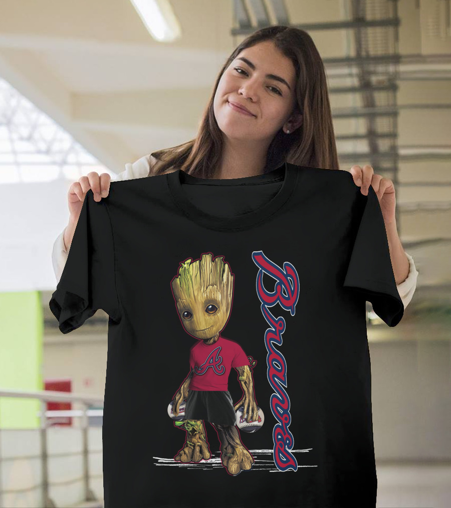 Groot Atlanta Braves Baseball Team Character Crossover T-Shirt