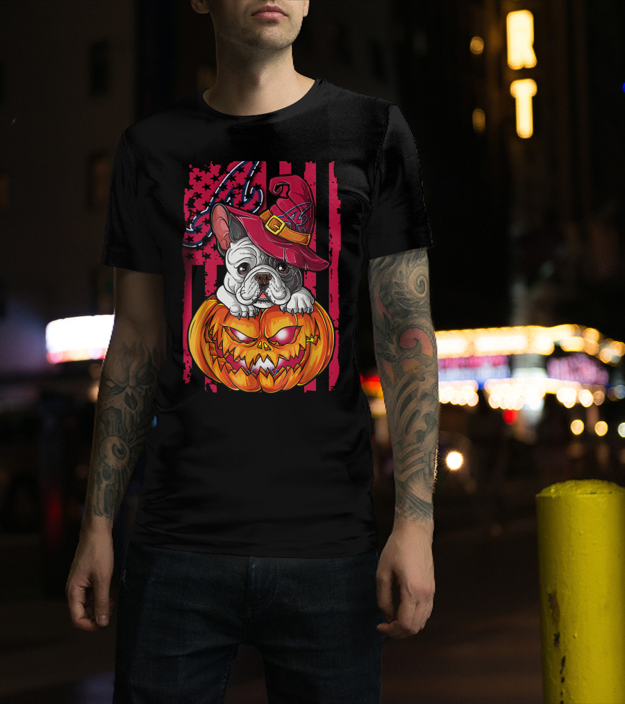 Atlanta Braves Halloween Bulldog Pumpkin T-Shirt