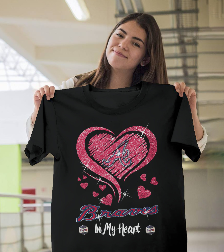 Braves In My Heart Sparkling Heart T-Shirt
